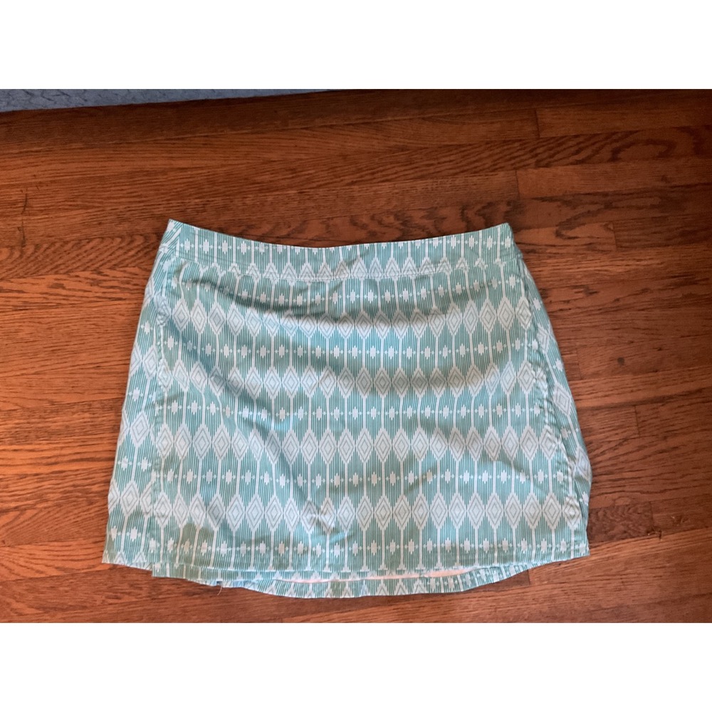 RipSkirt Hawaii Teal White Geometric Diamond Velcro Wrap‎ Skirt Womens Large